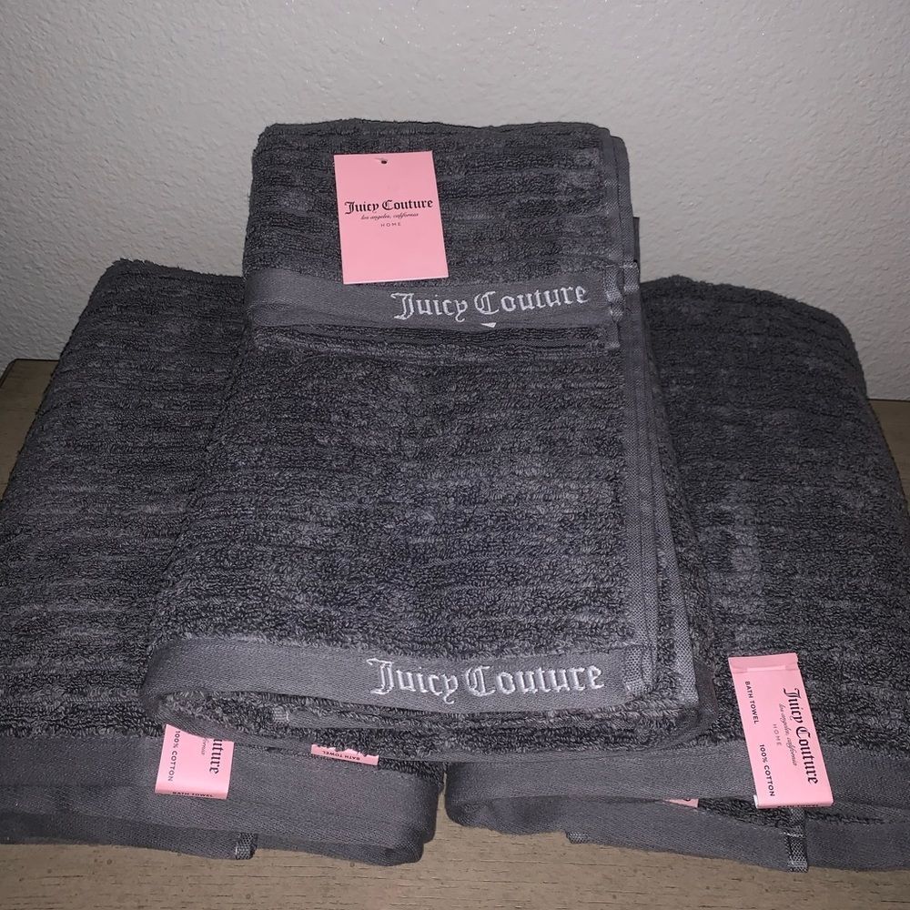 Brand New Grey Embroidered Juicy Couture Towels